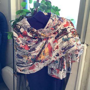 French Mannequins Parading on Huge 100% Silk Scarf